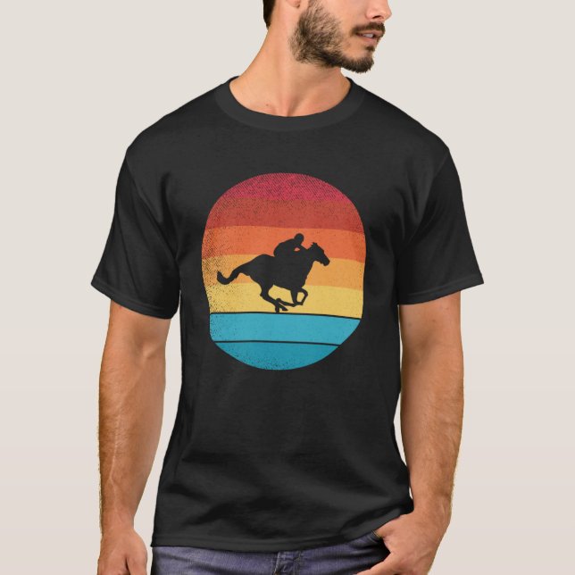 Camiseta Estilo de colheita retroativa Esportes para cavalo (Frente)