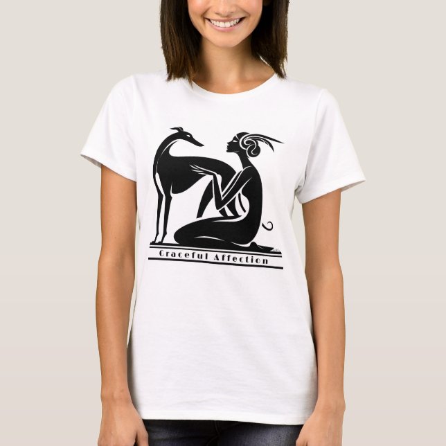 Camiseta Estilo De Deco De Arte De Greyhound E Mulher (Frente)