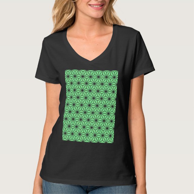 Camiseta Estilo de Deco de Arte Geométrica Triângulos Padrã (Frente)