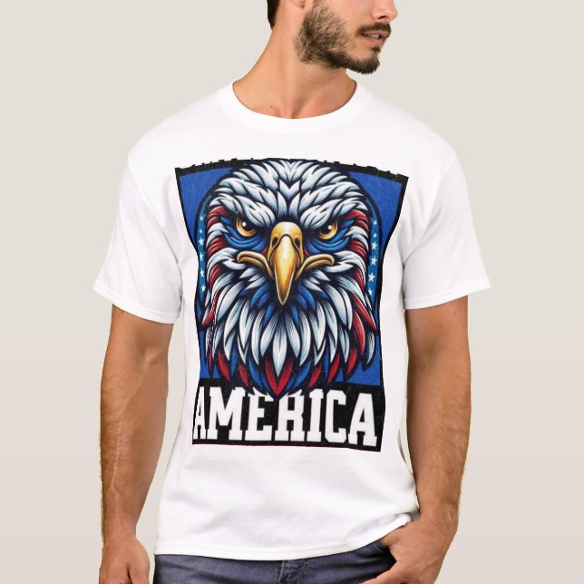 Camiseta Estilo de design americano de várias cores: T bási (Frente)