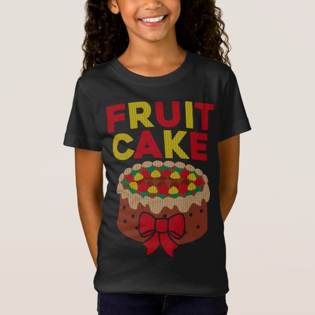Camiseta Estilo de Doce de Natal Feio com Bolo de fruta (Frente)