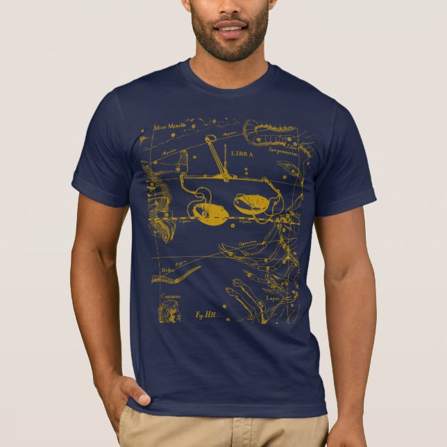 Camiseta Estilo de Engrenagem da Constelação Libra Hevelius (Frente)