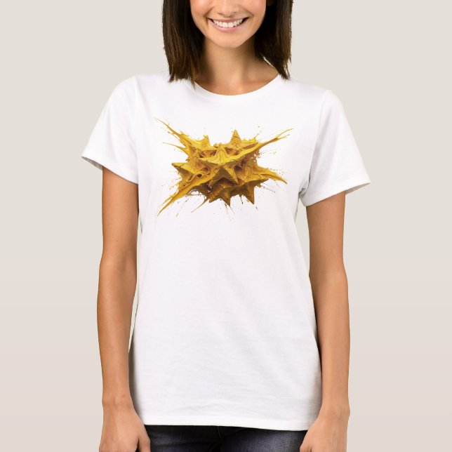Camiseta Estilo de Estrelas Abstratas em Ouro Moderno (Frente)