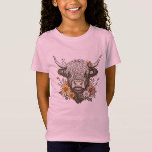 Camiseta Estilo de fazenda - Gráfico de Vaca Highland
