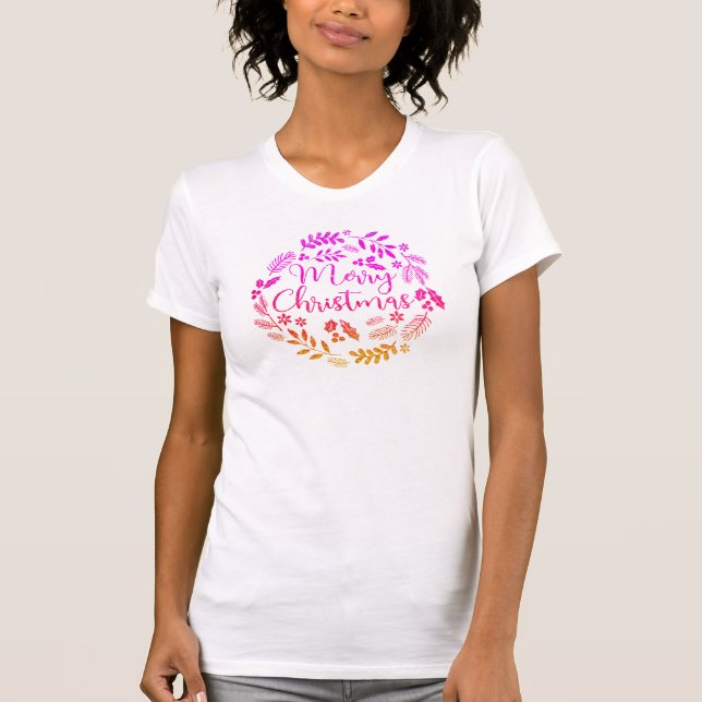 Camiseta Estilo de Férias com Legal Natal Floral (Frente)