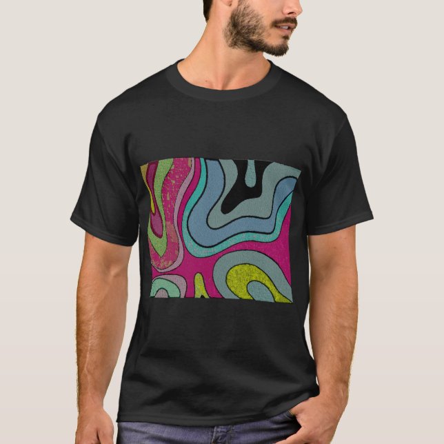 Camiseta Estilo de Fluido de abstrato Boho (Frente)