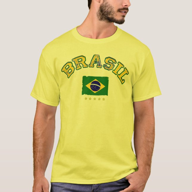 Camiseta Estilo de futebol com bandeira do Brasil (Frente)