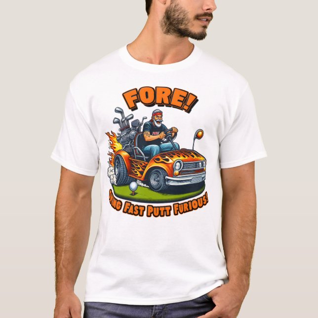 Camiseta Estilo de Golfe Flaming de Golfe com Golfe (Frente)