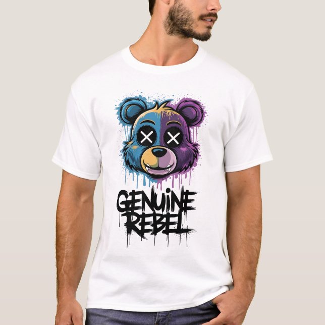 Camiseta "Estilo de Grafite - Camisa-T do Urso Rebelde Genu (Frente)