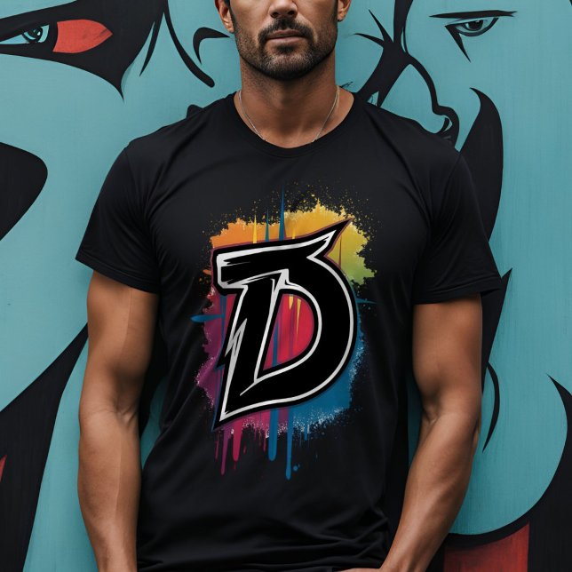 Camiseta Estilo de grafite - Letra "D" Monograma Personaliz (Criador carregado)