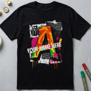 Camiseta Estilo de Grafite Personalizável - Gráfico "A"