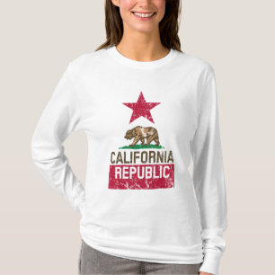 Camiseta Estilo de Grunge de Bandeira da REPÚBLICA DA CALIF