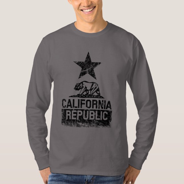Camiseta Estilo de Grunge de Bandeira da REPÚBLICA DA CALIF (Frente)
