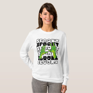 Camiseta Estilo de Horror de Vintage com Mãos Verdes Spooky