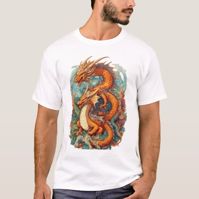 Camiseta Estilo de Ilustração 2D dos Dragões (Frente)