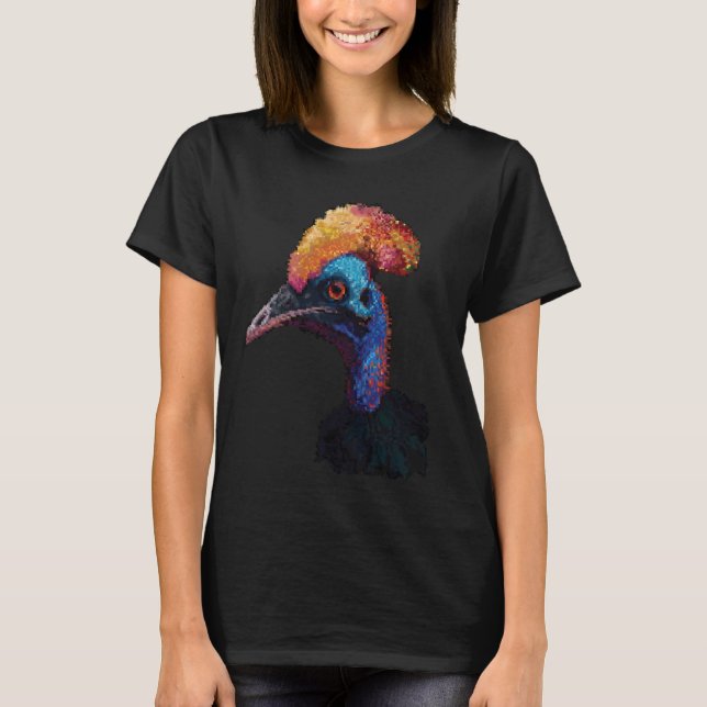 Camiseta Estilo de Impressão Digital - Mãe Pai Cassowary (Frente)
