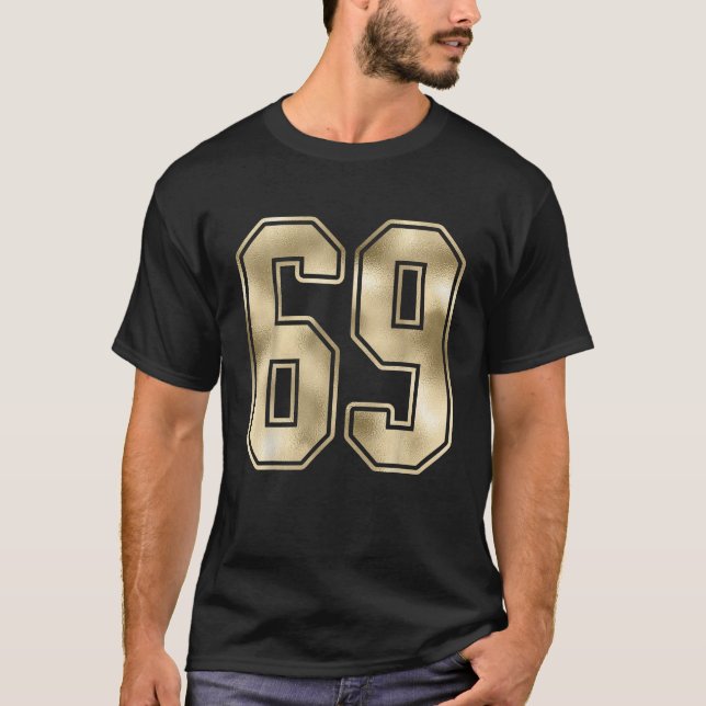 Camiseta Estilo de Jersey de fã desportivo 69 Outline Numbe (Frente)