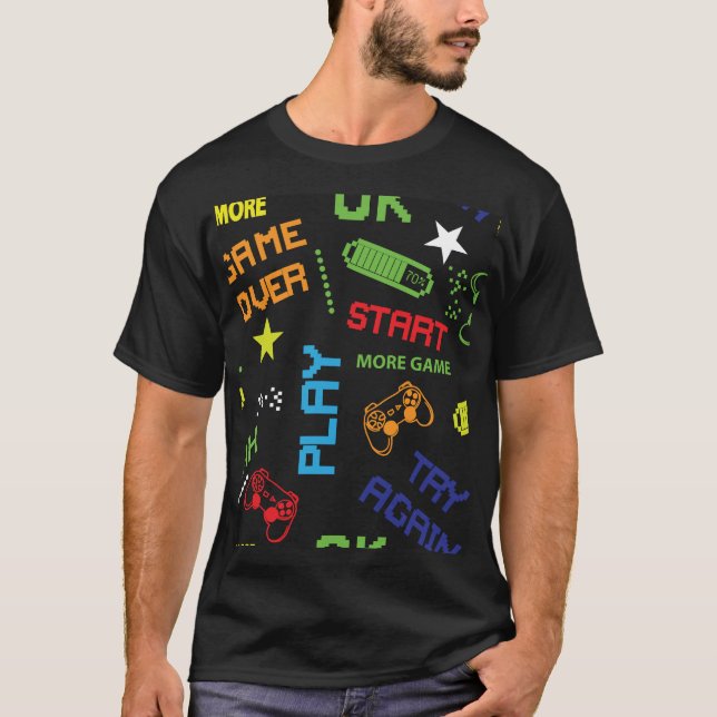 Camiseta Estilo de Jogo de Pixel: Abstrato Invisível. (Frente)