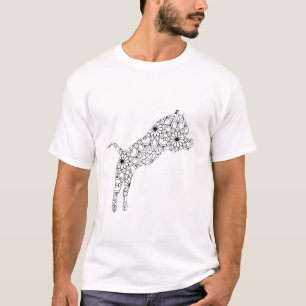 Camiseta Estilo De Livro De Coloração Do Tigre De Flor De