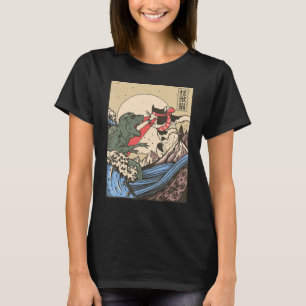 Camiseta Estilo de luta japonês Kaiju Gato vs Monstro de