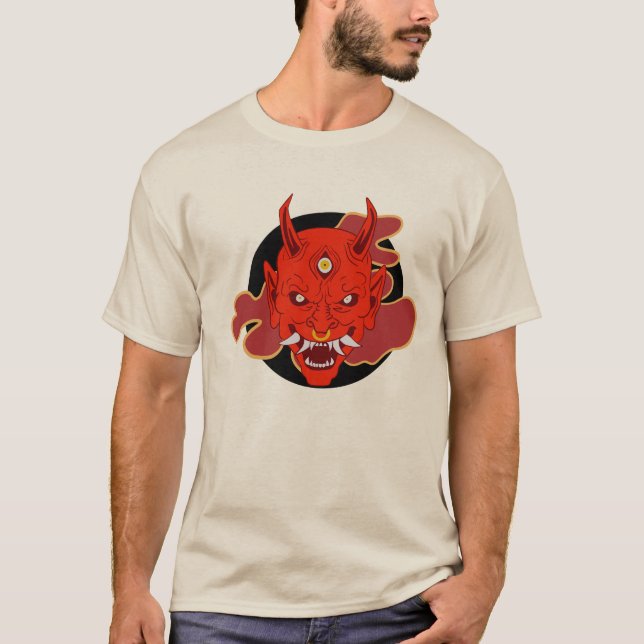 Camiseta Estilo de Máscara Hannya Japonês Tradicional (Frente)