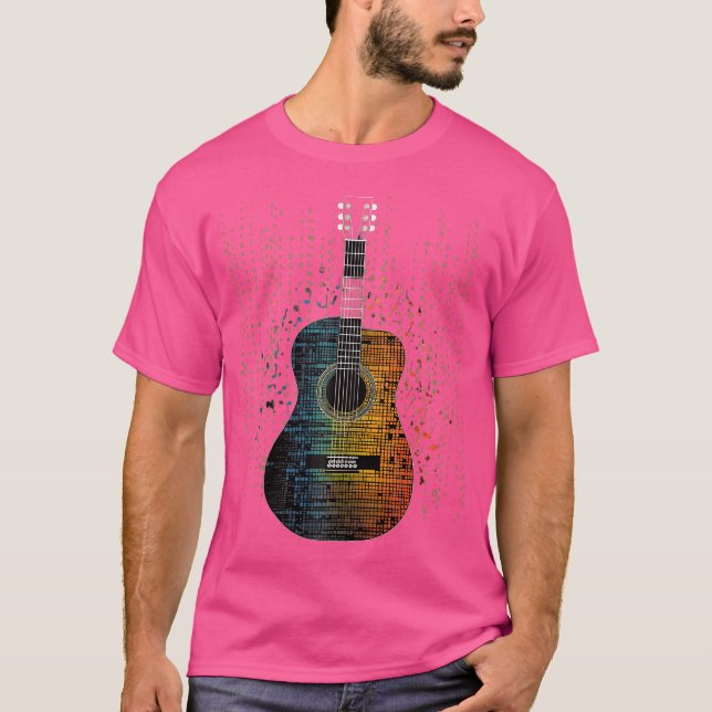 Camiseta Estilo de Matriz de Violão Acústico Jogador de Ban (Frente)