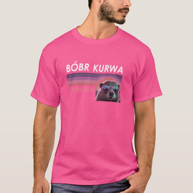 Camiseta Estilo de Onda Síntron Polonês Kurwa Biber Retro (Frente)