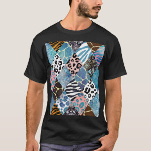 Camiseta Estilo de patch, padrão de colagem de aquarela.