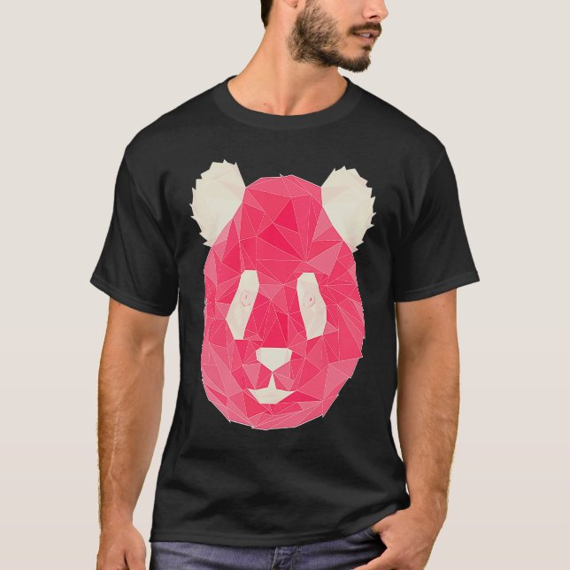Camiseta Estilo de Polígono Rosa Panda (Frente)