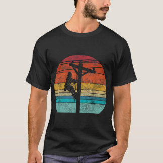 Camiseta Estilo de retrato Lineman Cell Tower Line Worker