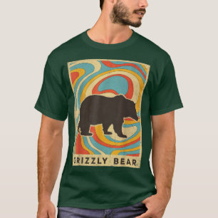 Camiseta Estilo de Retrô Animal Vintage Grizzle Bear Lover