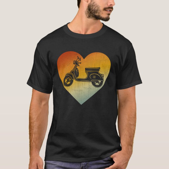 Camiseta Estilo de Retrô Cardíaco Distante Homens Patinetes (Frente)