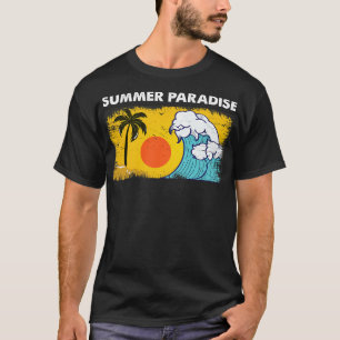 Camiseta Estilo de Retro da Vintage Sunset Surfing Big Wave