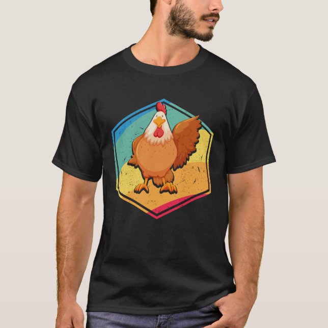Camiseta Estilo de Retro de Galinha (Frente)
