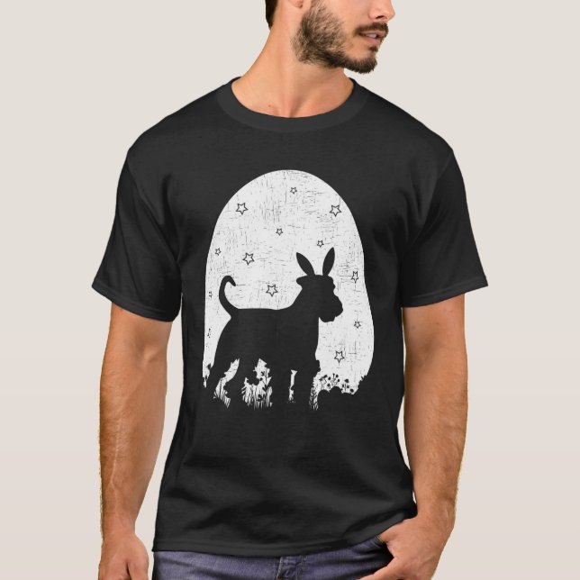 Camiseta Estilo de Retrô de Ovos de Páscoa, Terrier Páscoa  (Frente)