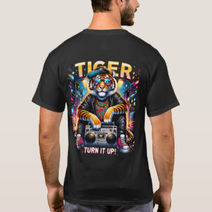 Camiseta Estilo de Rua Retro Tiger com Boombox - Ur Vibrant