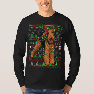 Camiseta Estilo de Sweater Feio Xmas Funny Airedale Terrier