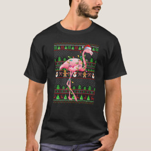 Camiseta Estilo de Sweater Feio Xmas Iluminação Flamingo Bi