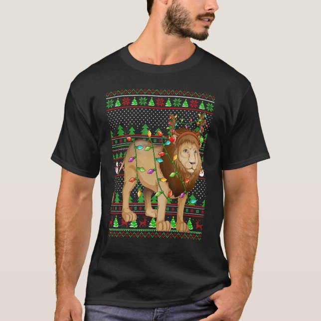 Camiseta Estilo de Sweater Feio Xmas Iluminação Montanha Li (Frente)