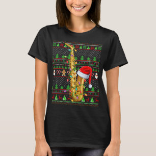 Camiseta Estilo de Sweater Feio Xmas Iluminante Natal Saxof