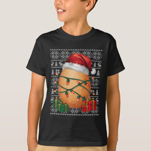 Camiseta Estilo de Sweater Xmas Feio Comida Rápido Natal (Frente)