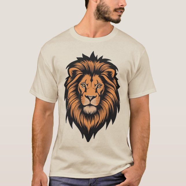 Camiseta Estilo de Tatuagem da Cabeça de Leão Incrível T-Sh (Frente)