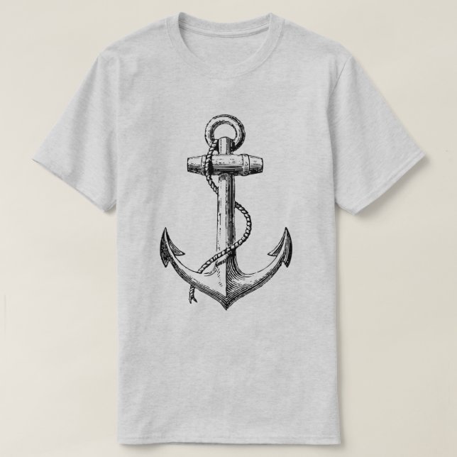 Camiseta Estilo de Tatuagem de Âncora Imagem T-Shirt (Frente do Design)