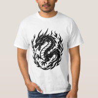 Estilo de Tatuagem de Dragão de Fogo Enrolado