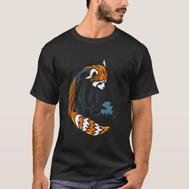 Camiseta Estilo de Tatuagem de Panda Vermelho (Frente)