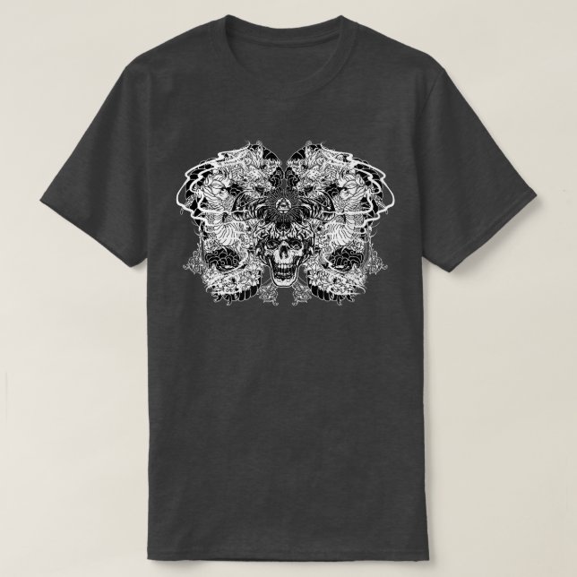 Camiseta Estilo de tatuagem do dragão japonês Samurai (2) (Frente do Design)