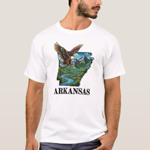 Camiseta Estilo de Tatuagem do Estado do Arkansas Montanhas