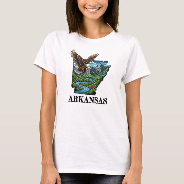 Camiseta Estilo de Tatuagem do Estado do Arkansas Montanhas (Frente)