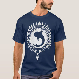 Camiseta Estilo de Tatuagem Polinésia de Tubarão Baleia (Wo