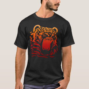 Camiseta Estilo de Tatuagem Tribal de Cabeça de Tigre em La